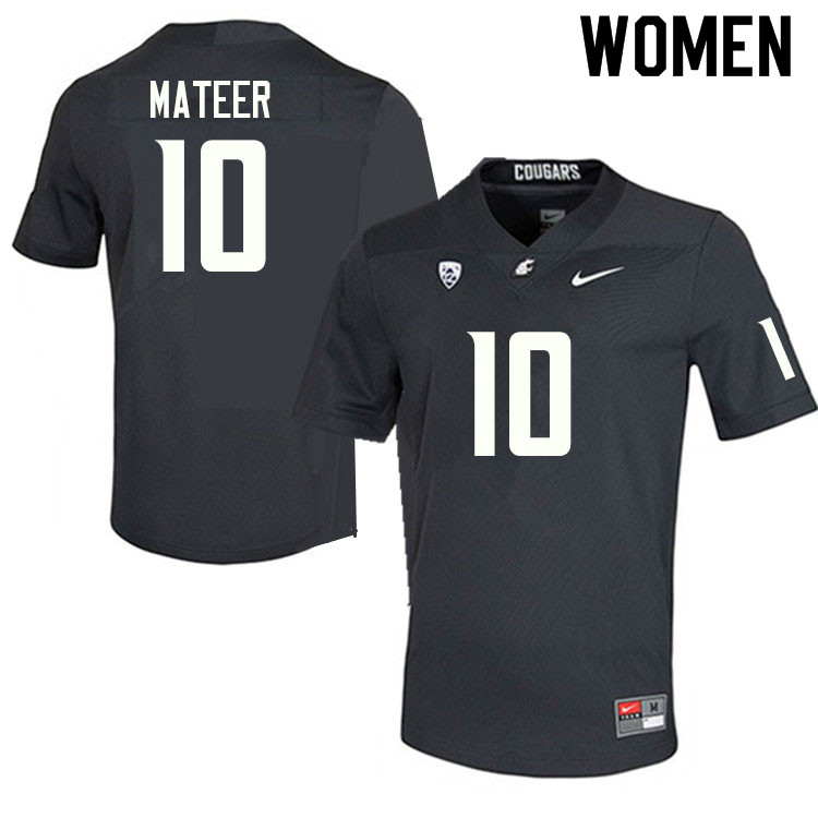 Women #10 John Mateer Washington State Cougars College Football Jerseys Sale-Charcoal - Click Image to Close